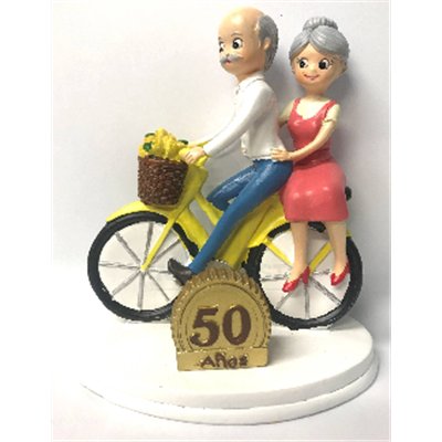 Figurine Anniversaire 50 Ans Couple à Vélo