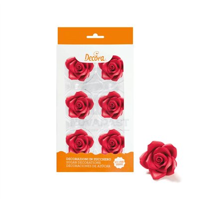 Red sugar roses 5 cm: decorate your desserts with art.