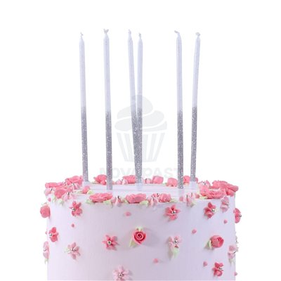 Candles PME 18 cm Silver/White: Elegance for your cake