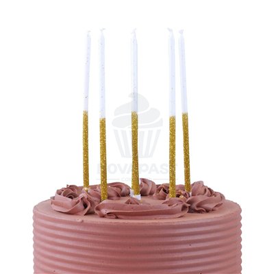 "Velas Doradas y Blancas de 18cm PME - Pack de 16 para Pastelería"