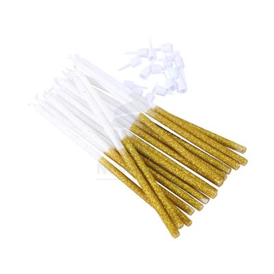 "Velas Doradas y Blancas de 18cm PME - Pack de 16 para Pastelería"