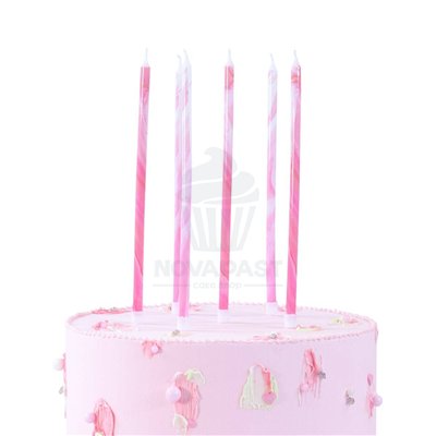 Candles PME 18 cm pink/white: elegance in your celebrations.