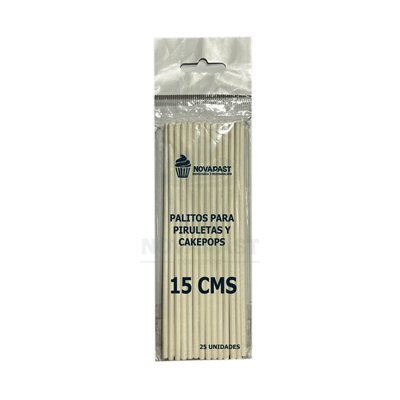 Palitos para Piruletas 15cm Novapast - 25 Unidades