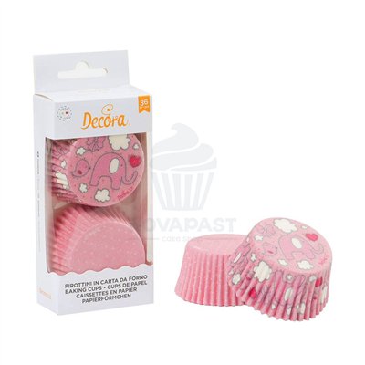 Decora: 36 Cápsulas de Papel Elefantes Rosas