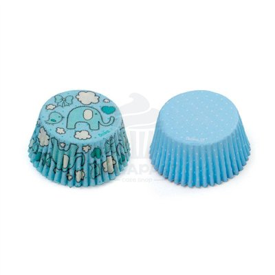 Decora 36 Cápsulas de Papel Elefantes Azul