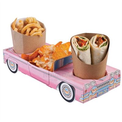 "Portamenú Infantil Cadillac Rosa SN - Pack de 25 Unidades"