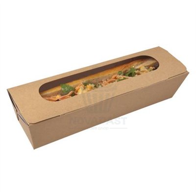 Kraft Baguette Packaging 26 cm with window (25 units)