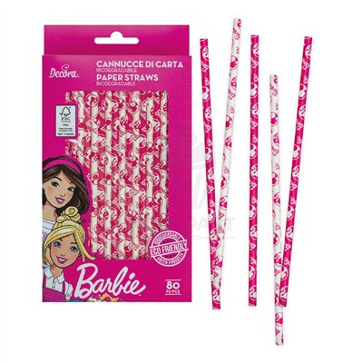 Pailles en papier bio Barbie Party 21 cm (80 unités)
