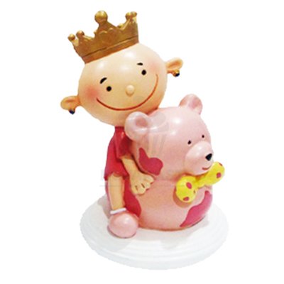 Pink Baby Figure with Teddy Bear and Crown 13 cm - Royal Sweetness
