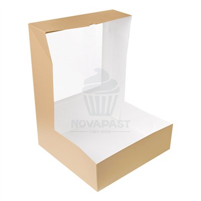 Caixa Kraft com Janela para Doces 23x23x7,5 cm