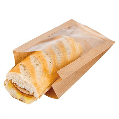 Sacs Kraft avec fenêtre 16x21 cm - Lot de 100