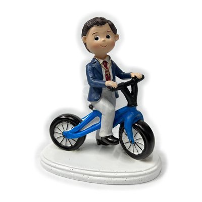 Figurine Communion Garçon Vélo Résine 14 cm