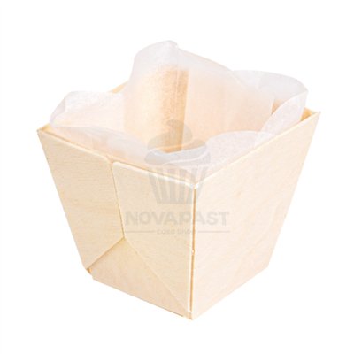 "Set de 25 Barquillas de Madera y Papel Siliconado 5x5x4,5cm - GDP"