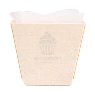 "Set de 25 Barquillas de Madera y Papel Siliconado 5x5x4,5cm - GDP"