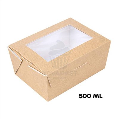 Caixa Kraft com Janela 500ml: Elegância e Praticidade