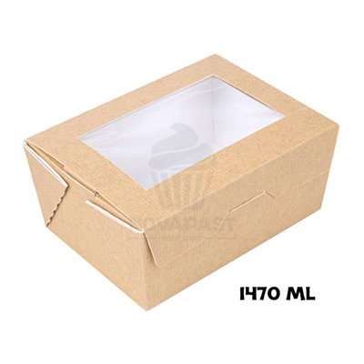 Caixa Kraft com Janela 1470ml para Doces e Bolos