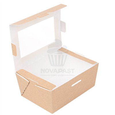 Boîte Kraft avec fenêtre 1470 ml pour pâtisseries