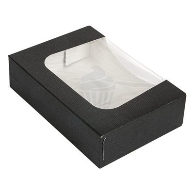Caixa Snack Preta com Janela 17,5x12x4,5 cm