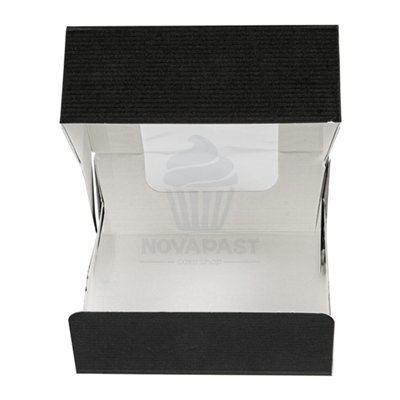 Boîte à snacks noire avec fenêtre 10x10x4 cm