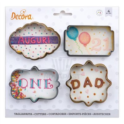 Create unique desserts with the DECORA SET 4 FRAME CUTTERS.