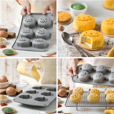 Molde de Silicona Calabazas Halloween 6 Cavidades 