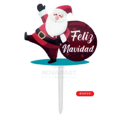 Topper Joyeux Noël Père Noël Sac Rouge (1 pièce)