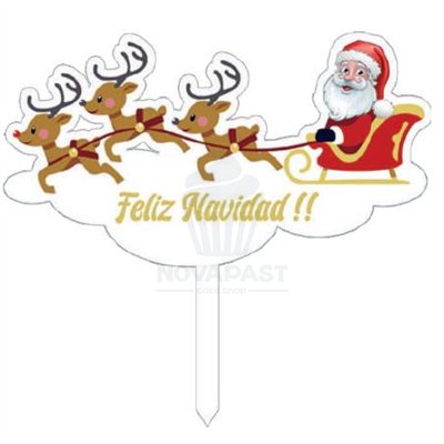 Topper Natal: Papai Noel e Renas - Decoração Festiva