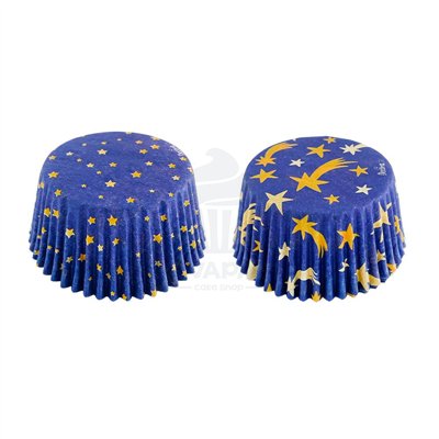 "Set de 36 Cápsulas Decorativas Azules con Estrellas 50mm - Decora"