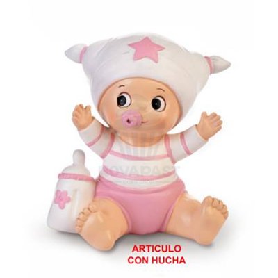 Figurine Tirelire Bébé Fille pour Baptême - Modecor