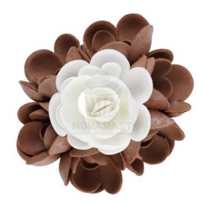 Large White/Brown Roses 10cm - Set of 6 FLORENSUC