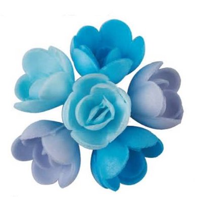 Blue wafer mini roses to decorate your desserts.