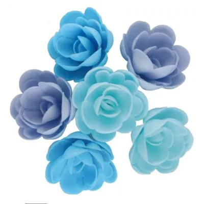 "Set de 36 Rosas de Oblea Florensuc en Tonos Azules 50mm - Pastelería"