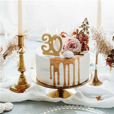 Vela dorada nº 30 - Élégance pour vos anniversaires