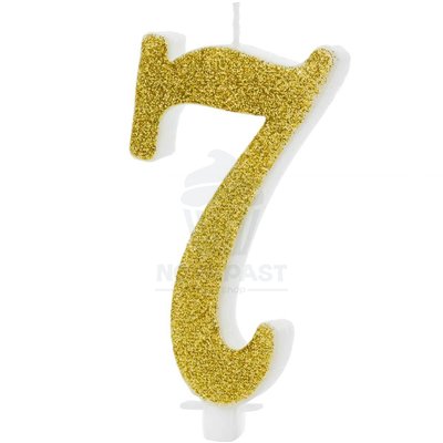 Vela dorada nº7 10cm - PartyDeco pour anniversaire élégant